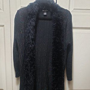 Long Rainbow Metallic Thread Sweater Fur Collar